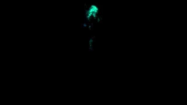 Slow Motion Green Flame Column On Black Background