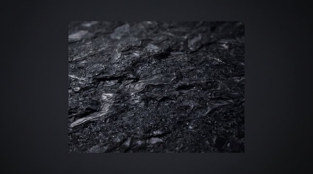 Dark macro texture of wet obsidian or charcoal showing organic details, perfect as a moody background for luxury product design.