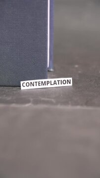Contemplation Text Label in Minimal Workspace Representing Reflection and Deep Thinking