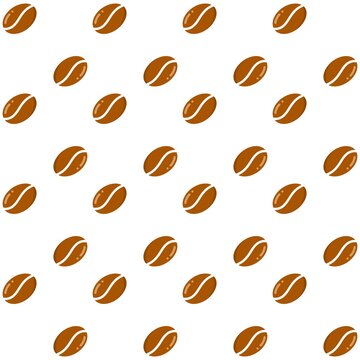 Seamless pattern background with roasted coffee beans. Seamless coffee beans pattern. Coffee beans background pattern in flat style. Coffee beans doodle repeating pattern