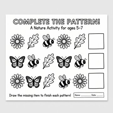 Complete the Pattern Nature Activity Worksheet for Kids