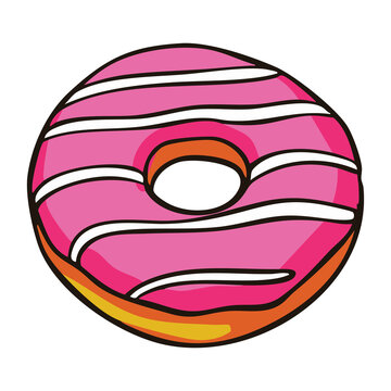 Pink Striped Donut Icon