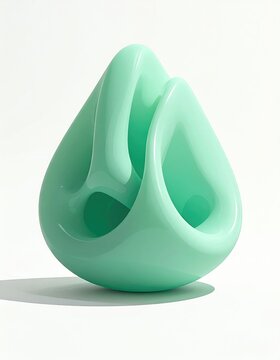 Smooth, abstract mint green sculpture with flowing curves