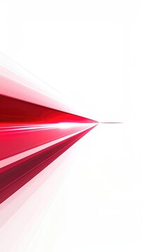 Red light streaks converge to a point against a stark white background