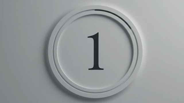 Minimalist modern countdown timer from 5 to 1 with circular progress ring animation