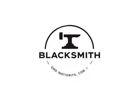 A minimalist circular logo features a black anvil icon with the text blacksmith underneath.