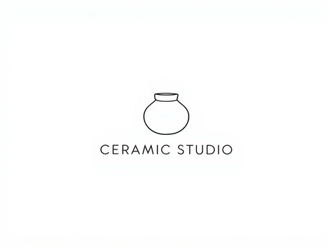 A minimalist line art icon of a ceramic vase sits above the text ceramic studio.