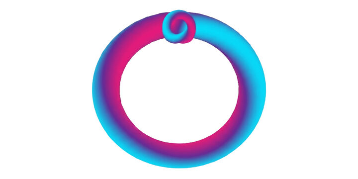 3D Neon Pink and Blue Gradient Ring Piercing Vector Illustration