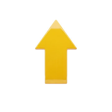 Bright yellow arrow pointing up isolated on transparent background