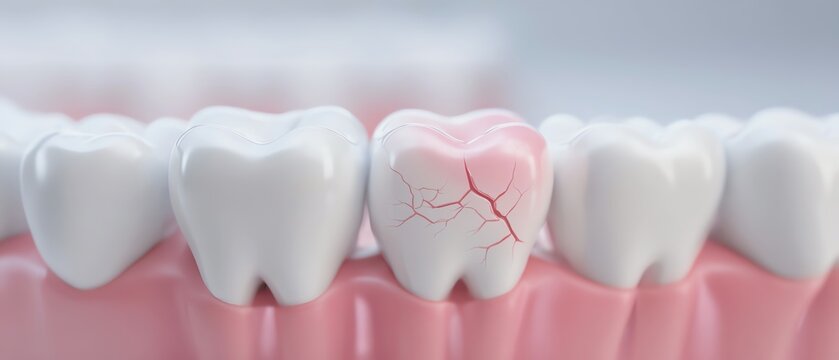 Illustration of healthy and cracked teeth.