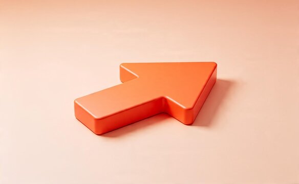3D Orange Arrow on Minimalist Peach Background
