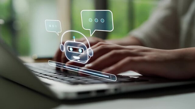 AI Virtual Assistant Artificial Intelligence Chatbot Controlled by Prompt Engineering for Explainable Generative AI information and LLM Deep Learning Technology for Smart Business Work Support. Muxer