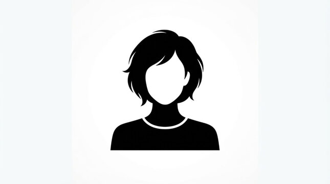 Black and White Woman Silhouette Avatar Icon Vector