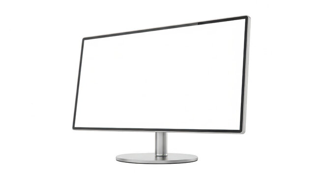 Modern computer monitor with blank screen display isolated on transparent background