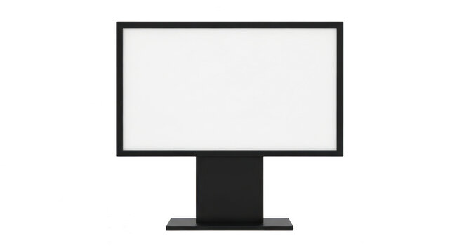 Modern black computer monitor with blank screen display isolated on transparent background