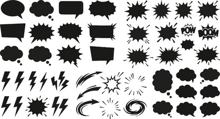 Set of comic speech bubbles and action shapes © Ali BasHar