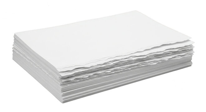Stack of blank white paper sheets isolated on transparent background