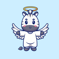 Obraz premium Cute Angel Zebra Flying Cartoon 