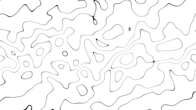 Flowing Lines - Loopable Abstract Background Animation - Waves,  Seamless loop motion. Futuristic technology, Topographic lines on white background wavy contour map wavy lines