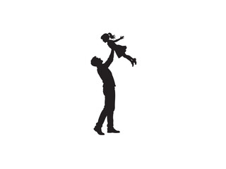 Obraz premium Silhouette of a father lifting daughter in the air. Joyful family moment capturing happiness and bonding.