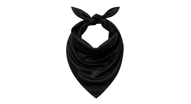 Black bandana tied in a knot isolated on transparent background