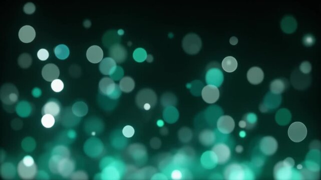 Soft seafoam green bokeh particles drift upward against deep black background, gently pulsing with silver highlights and dreamy cinematic glow in elegant slow motion.