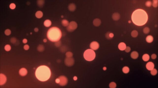Soft burnt coral bokeh particles drift upward against deep black background, gently pulsing with warm diffused glow to create an inviting cinematic atmosphere in elegant slow motion.