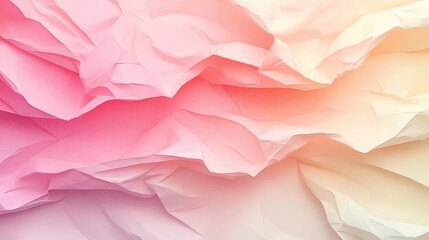 Fototapeta premium Pink crumpled paper texture background. Abstract soft gradient paper folds backdrop.