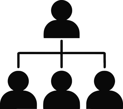 Abstract People Icons in a Binary Tree Structure with Clean White Background and Minimalist Design