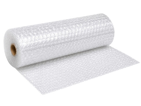Large roll of plastic bubble wrap packaging material for protection during shipping and moving.