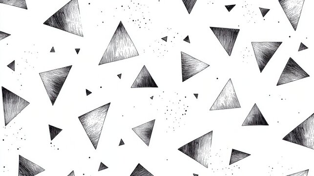 Abstract triangle pattern background. Monochrome geometric texture with distressed shapes.