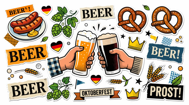 Vibrant celebration with beer mugs pretzels sausages with celebrating festive gathering _Oktoberfest , Folk Festival