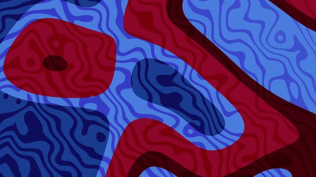 animated red blue gradient background shapes wavy patterns jellyfish background scene cartoon television show. Suitable for backgrounds in cartoon animations or kids shows visuals.