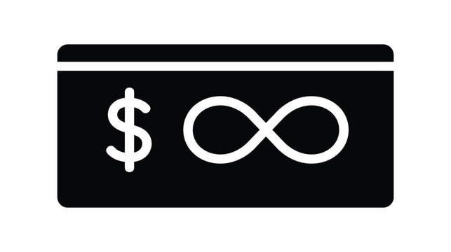 Currency vector icon depicting infinite dollar sign