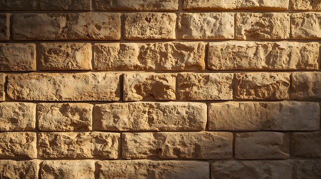 Close up of a weathered brick wall texture with sunlight and shadow.