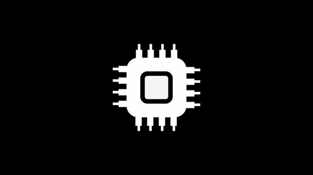 Computer processor with microcircuits CPU icon isolated on background