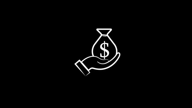 Dollar money bag dropping on the hand concept