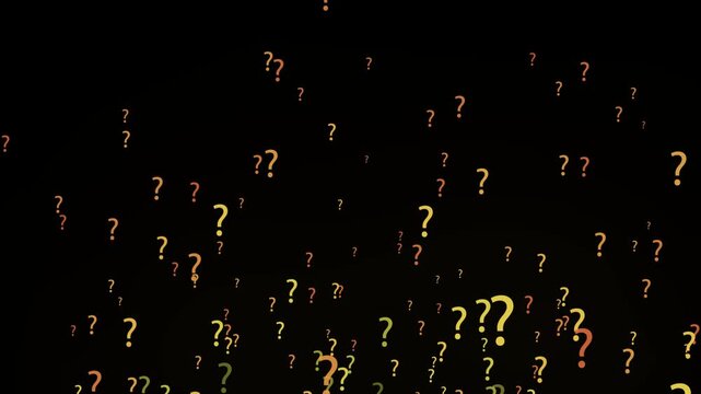 Question Mark Background. Flying Through Glowing Multiple Color Question Mark