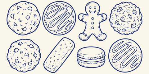 Obraz premium Assorted Cookie Collection: A delightful assortment of handcrafted cookies, including gingerbread men, iced cookies, and chocolate chip varieties, presented in a charming.