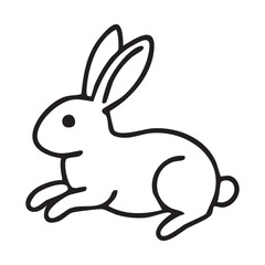 Fototapeta premium Cute Rabbit Black and White Outline SVG Woodland Animal Vector