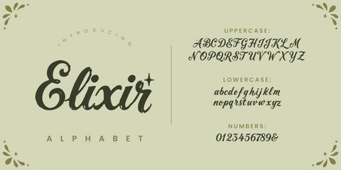 Elixir magic potion magical mystical script calligraphy alphabet font for fantasy book cover design © happy