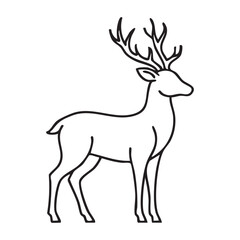 Fototapeta premium Majestic Deer Black and White Line Art SVG Woodland Wildlife Vector