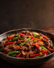 Fototapeta premium Beef stir fry with vegetables in a bowl