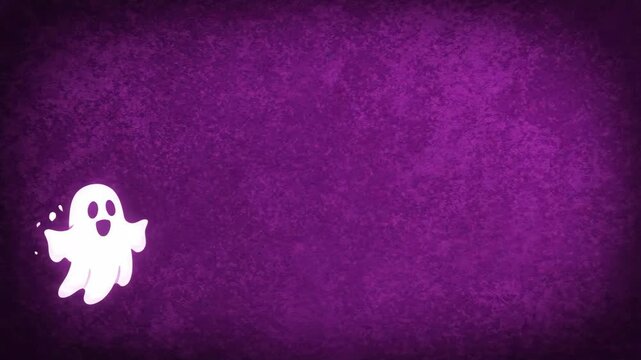 Halloween ghost cartoon purple background cheerful spooky design playful texture copyspace with grunge texture playful greeting
