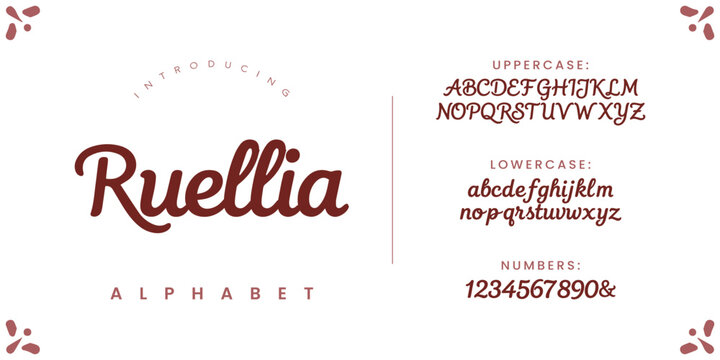Ruellia cute sweet alphabet font for lovely greeting cards and charming children design projects