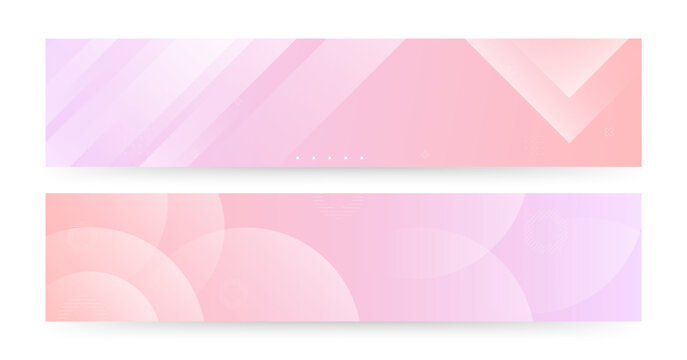 Abstract background banners with soft pink and purple gradients and geometric shapes, ideal for web design and digital marketing