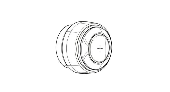 Displaying parking sensor line art sketch component on white background perspective view
