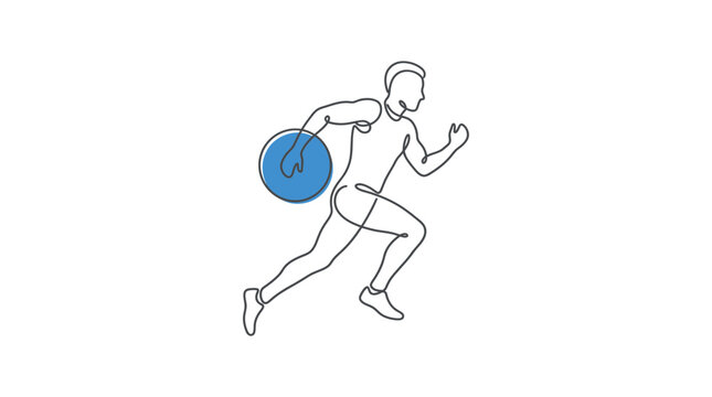 Continuous single line drawing of a male discus thrower athlete in action.