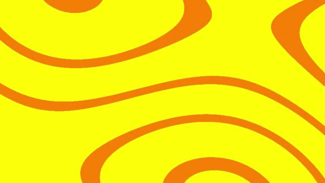 Abstract Retro Orange Curved Lines on Yellow Background Loop Animation 4K