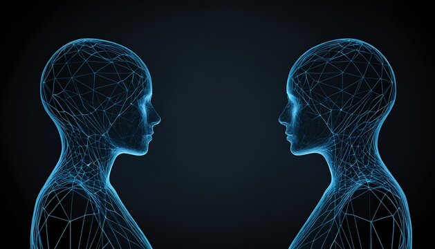 Abstract boundary interface between human profile and ai technology